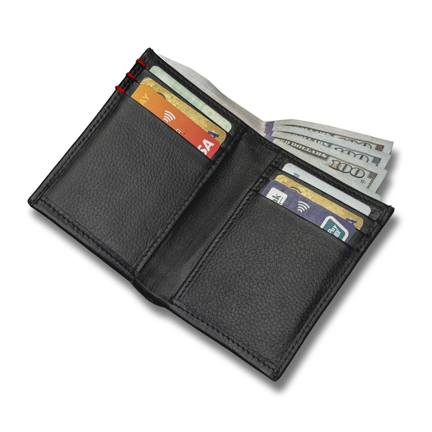Minimalist Textured Leather Wallet with Hand-Stitched Detail