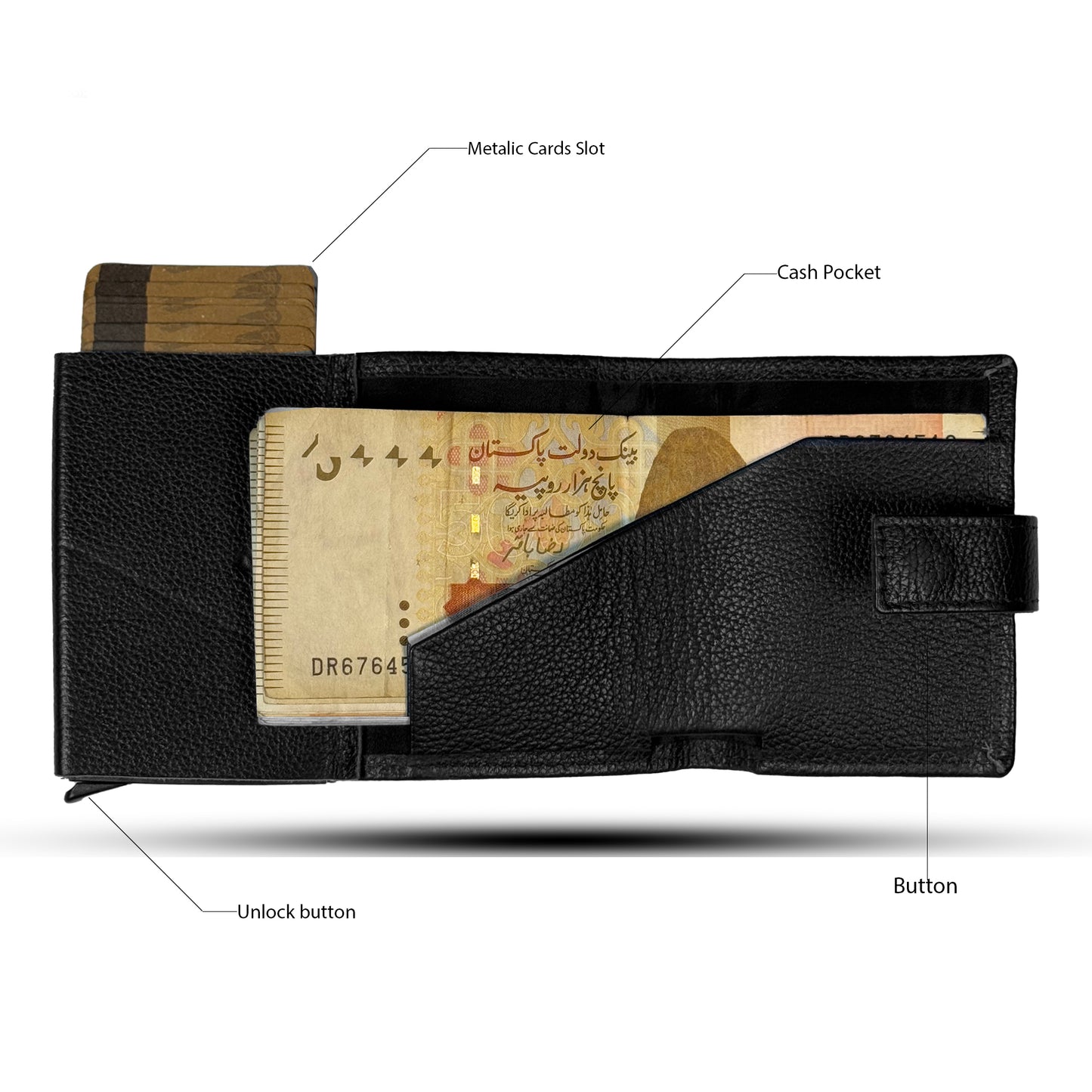 Premium Leather Wallet with Smart Card Ejector & Secure Cash Pocket