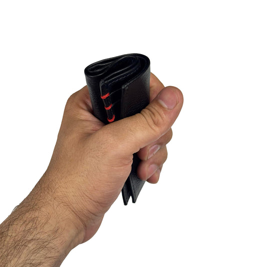 Minimalist Textured Leather Wallet with Hand-Stitched Detail