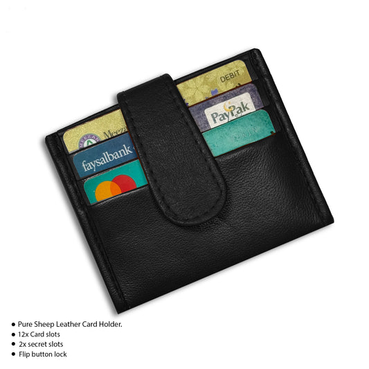 Slim Leather Wallet with Smart Card Ejector & Dual-Sided Storage