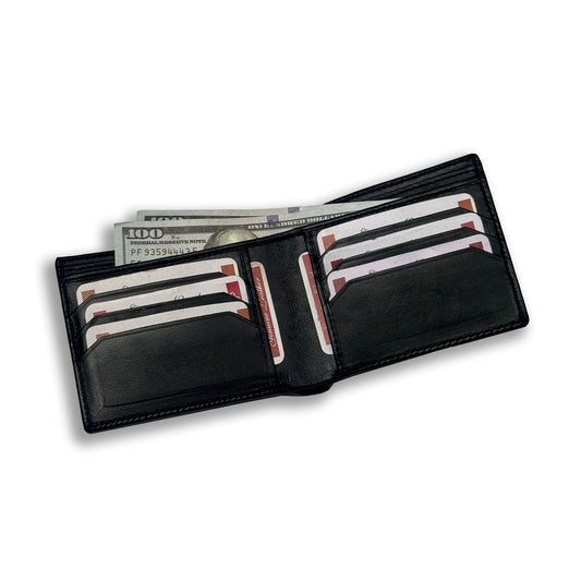 Classic Bi-Fold Leather Wallet with Multiple Card Slots